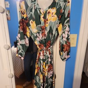 Loft floral button down dress Small